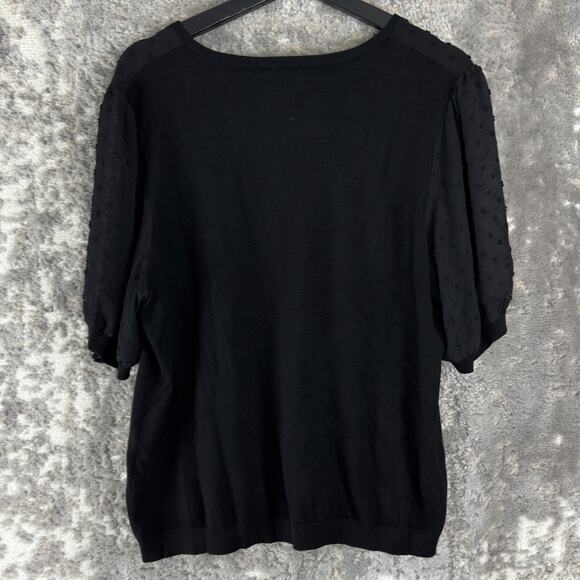 Arianna Papell Size XL Whimsigoth Witchy Textured Short Sleeve Top Black - Picture 3 of 8
